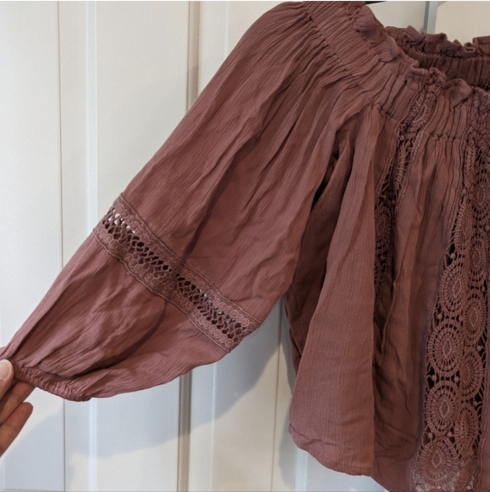 American Eagle top off the shoulder boho crop top XS NWT - Picture 3 of 11